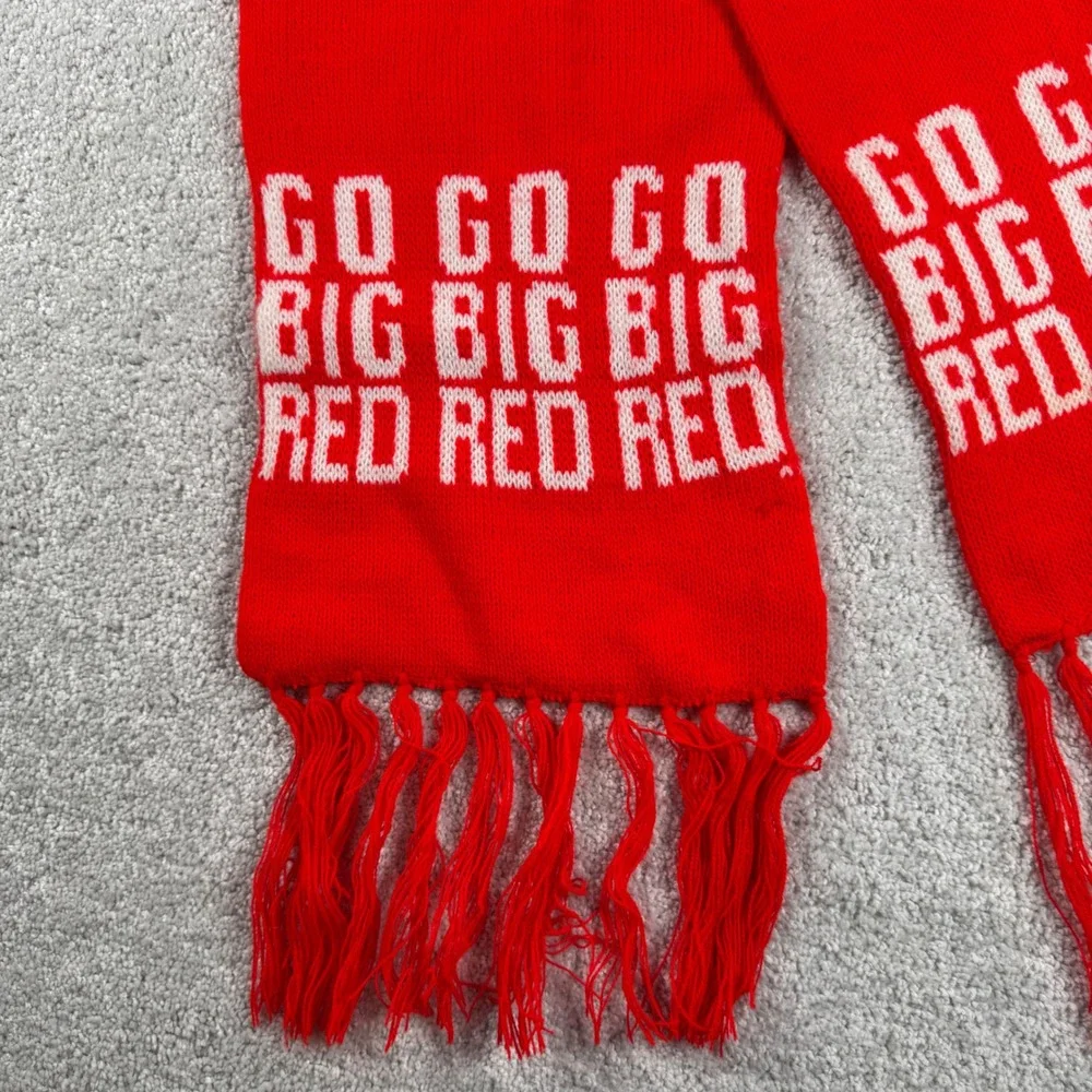 Nebraska Huskers Scarf Vtg 80s Adult OS Red Go Big Red Fan Knit Fringe Football